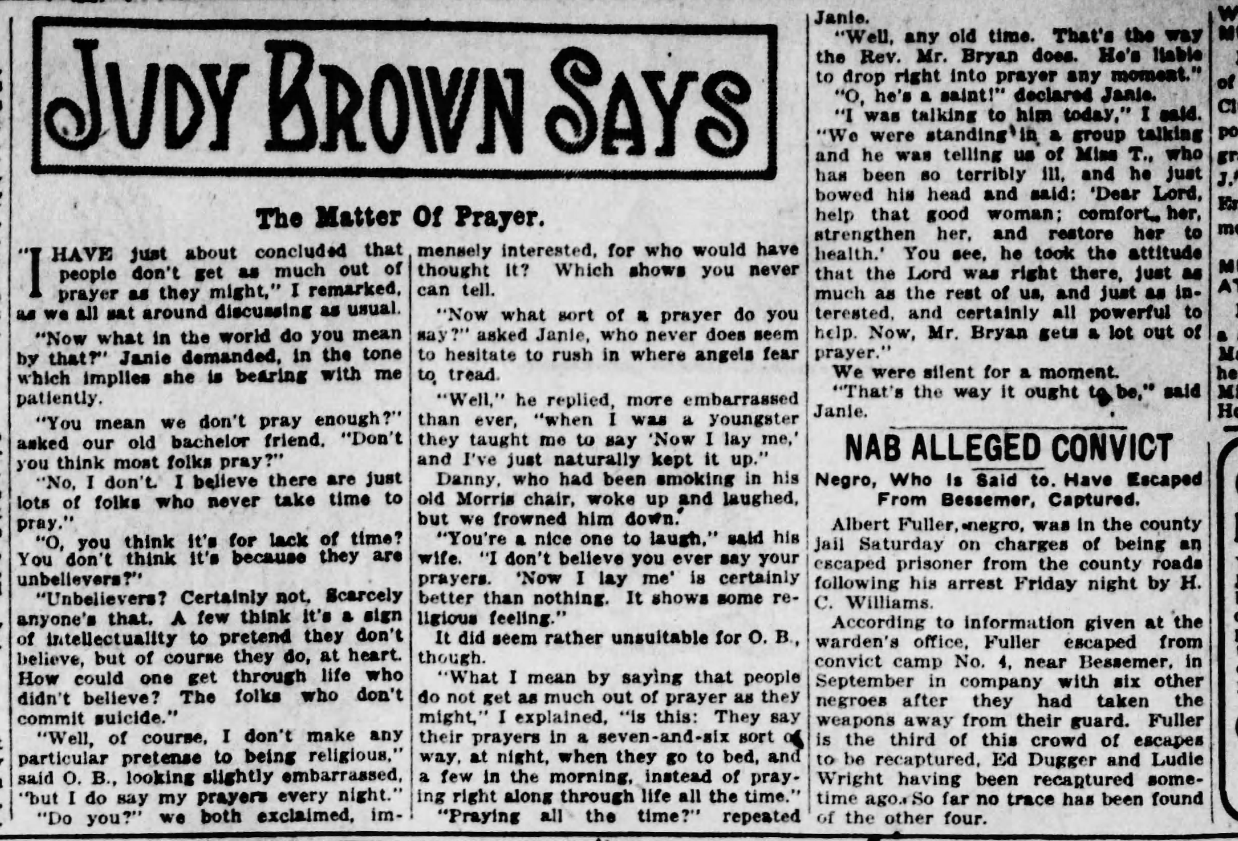 Judy Brown Says: The Matter of Prayer